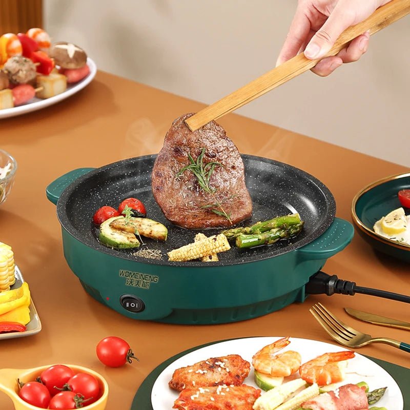 Electric MultiCooker Electric Frying Pan 220V Househould Barbecue Fried Steak Fish Omelette Frying Pan Non - stick Cooking Machine - Ammpoure