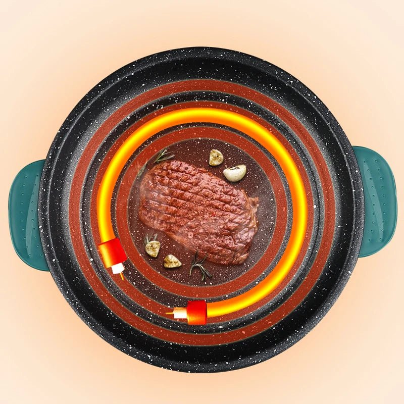 Electric MultiCooker Electric Frying Pan 220V Househould Barbecue Fried Steak Fish Omelette Frying Pan Non - stick Cooking Machine - Ammpoure