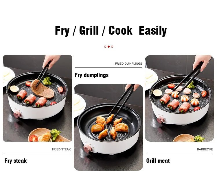Electric MultiCooker Electric Frying Pan 220V Househould Barbecue Fried Steak Fish Omelette Frying Pan Non - stick Cooking Machine - Ammpoure