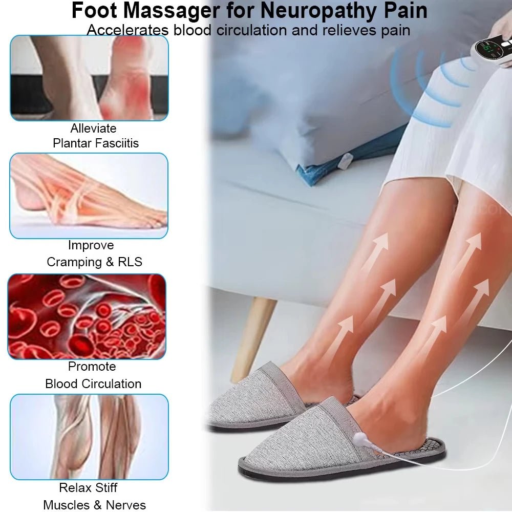 EMS Foot Massager Slippers Electric Feet Massage Shoes with Remote Control Pulse Muscle Stimulator Foot Massager to Relieve Pain - Ammpoure