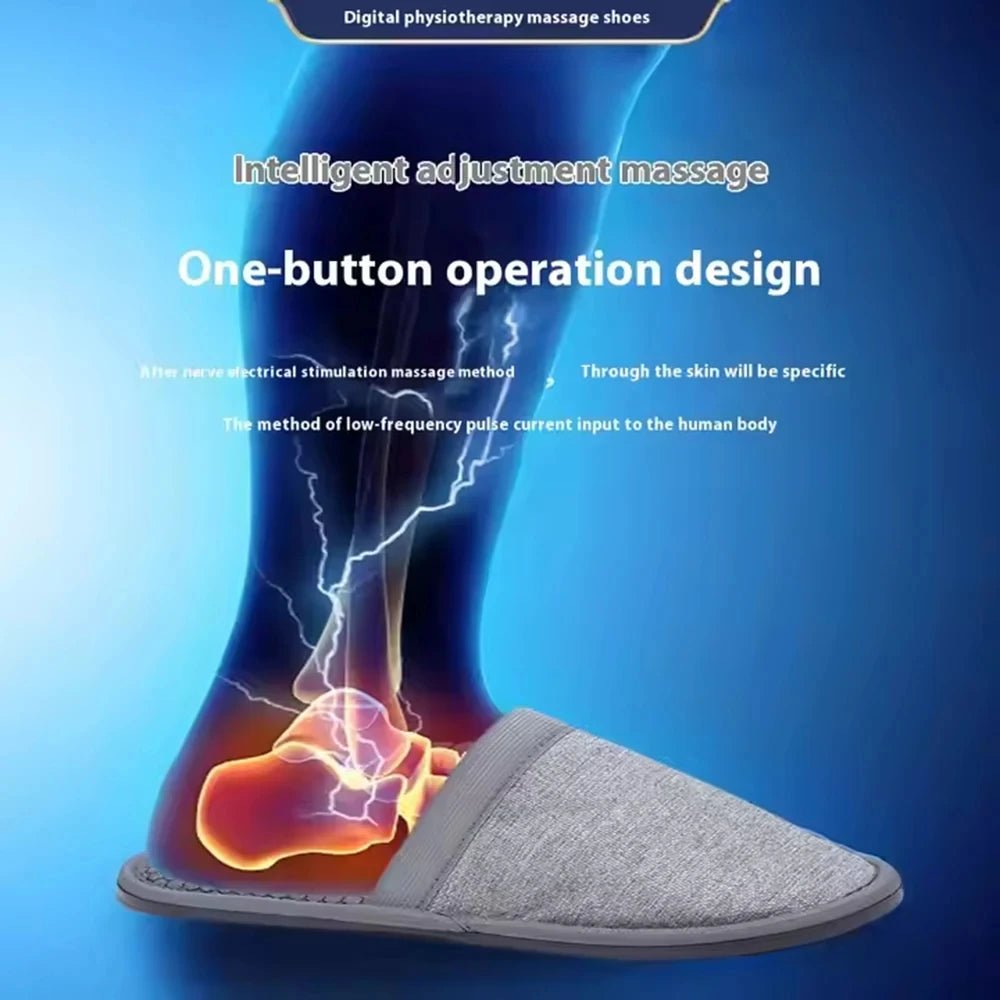 EMS Foot Massager Slippers Electric Feet Massage Shoes with Remote Control Pulse Muscle Stimulator Foot Massager to Relieve Pain - Ammpoure