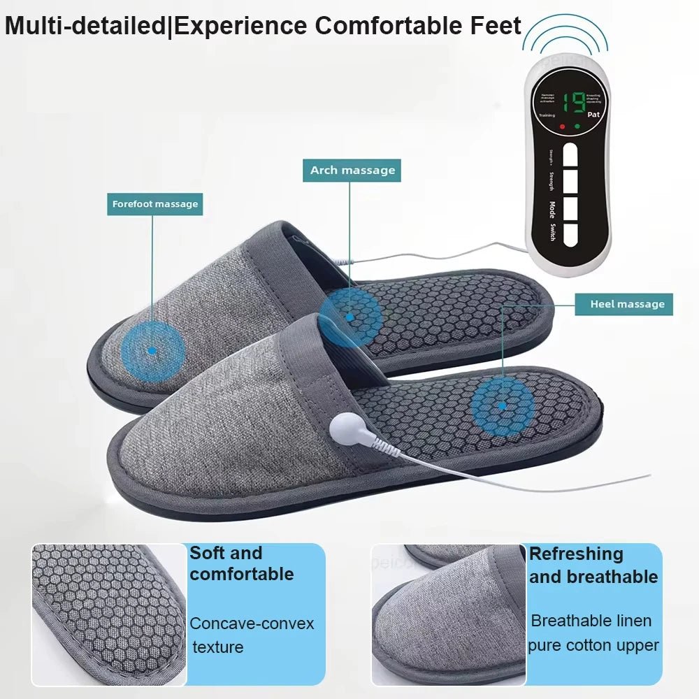 EMS Foot Massager Slippers Electric Feet Massage Shoes with Remote Control Pulse Muscle Stimulator Foot Massager to Relieve Pain - Ammpoure