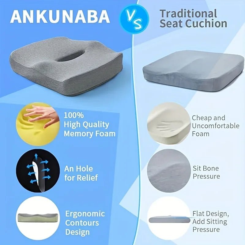 Ergonomic Office Seat Cushion 3 - Zone Memory Foam Lumbar Support Pillow Breathable Posture Corrector for Car Office Wheelchair - Ammpoure