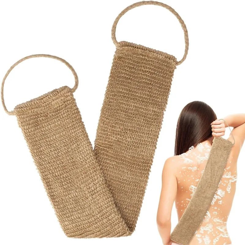 Exfoliating Back Scrubber, Shower Bath Towel Strap with Handle - Ammpoure