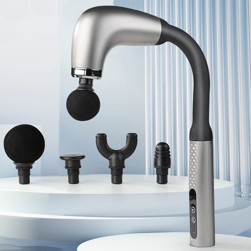 Fascia Gun with Extended Handle and Elbow for Self - assist Massage of the Upper and Lower Back Muscle Relaxation and Massage Done - Ammpoure Wellbeing