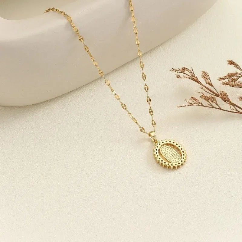 Fashion and Gorgeous Women's All Sky Star Micro Inlaid Colorful Zircon Virgin Mary Hollow Necklace - Ammpoure