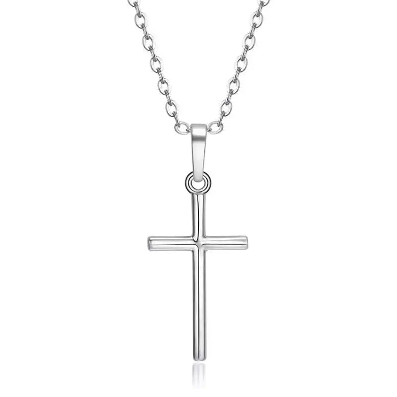 Fashion Christian Jesus Cross Necklaces Silver Color Long Chain Simple Pendants For Women Men Jewelry Gifts Dropshipping - Ammpoure Wellbeing