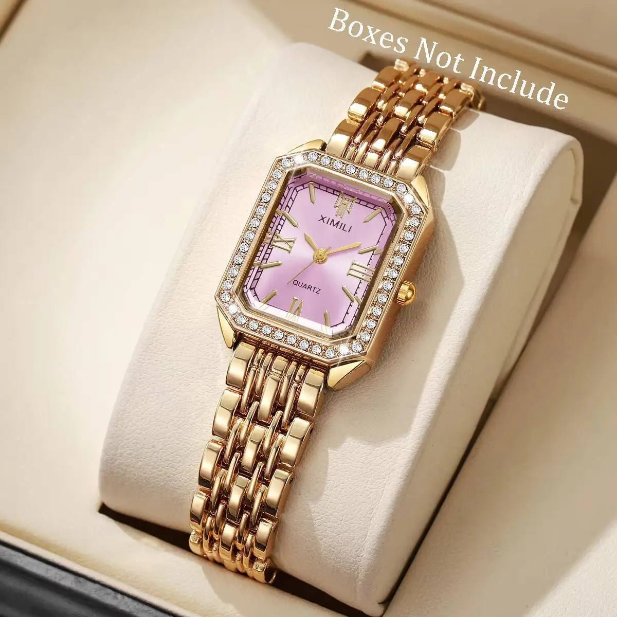 Fashion Rectangle Women Watches Ladies Rhinestone Quartz Watch Bracelet Strap Wristwatch Reloj Mujer(Without Box) - Ammpoure