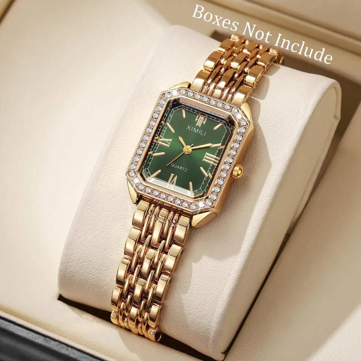 Fashion Rectangle Women Watches Ladies Rhinestone Quartz Watch Bracelet Strap Wristwatch Reloj Mujer(Without Box) - Ammpoure