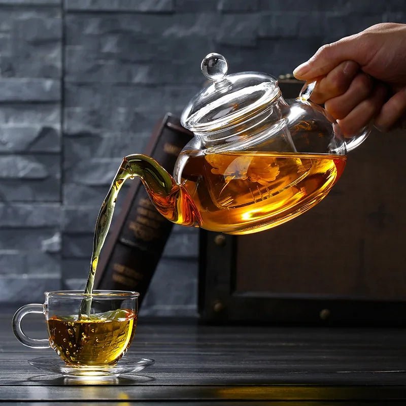 Filterable Heat - resistant Thickened Glass Teapot High Borosilicate Glass Flower Tea Pot Heatable Glass Tea Set - Ammpoure
