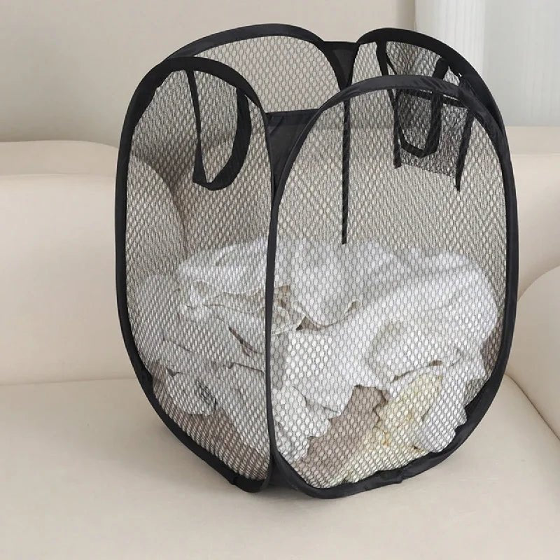 Foldable Wall Hanging USA Laundry Organizer Mesh Storage Bucket For Dirty Clothes Practical Household Bathroom Daily Tidying Accesso - Ammpoure