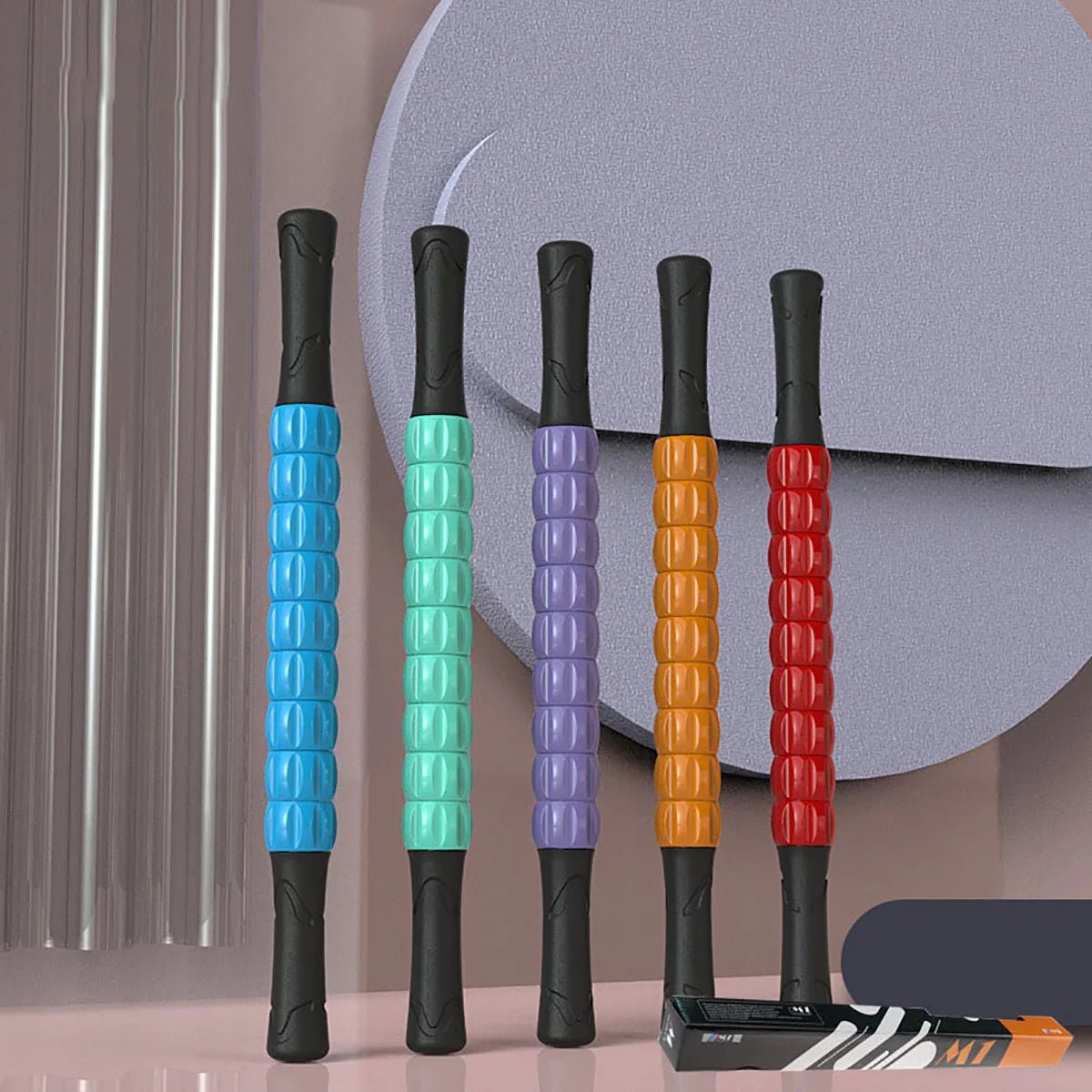 Gear Massage Stick USA Yoga Deep Muscle Relaxation Fascia Roller Stick for Personal Training, Fitness & Recovery - Ammpoure