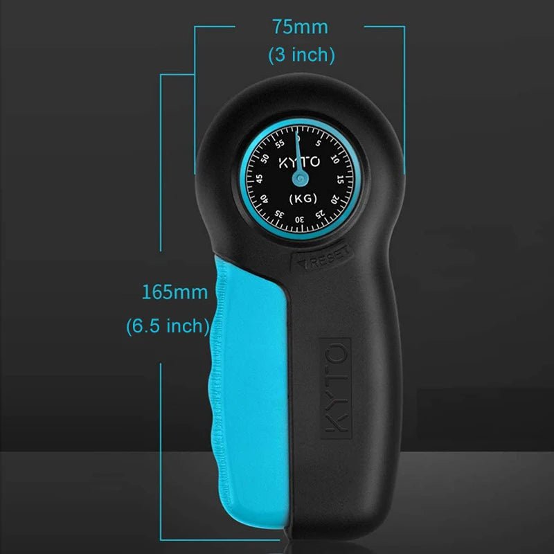 Hand Dynamometer Grip Finger Strengthener Grip Strength Trainer Power Measurement Meter Force Gauge for Gym Home Fitness 0 - 55KG - Ammpoure