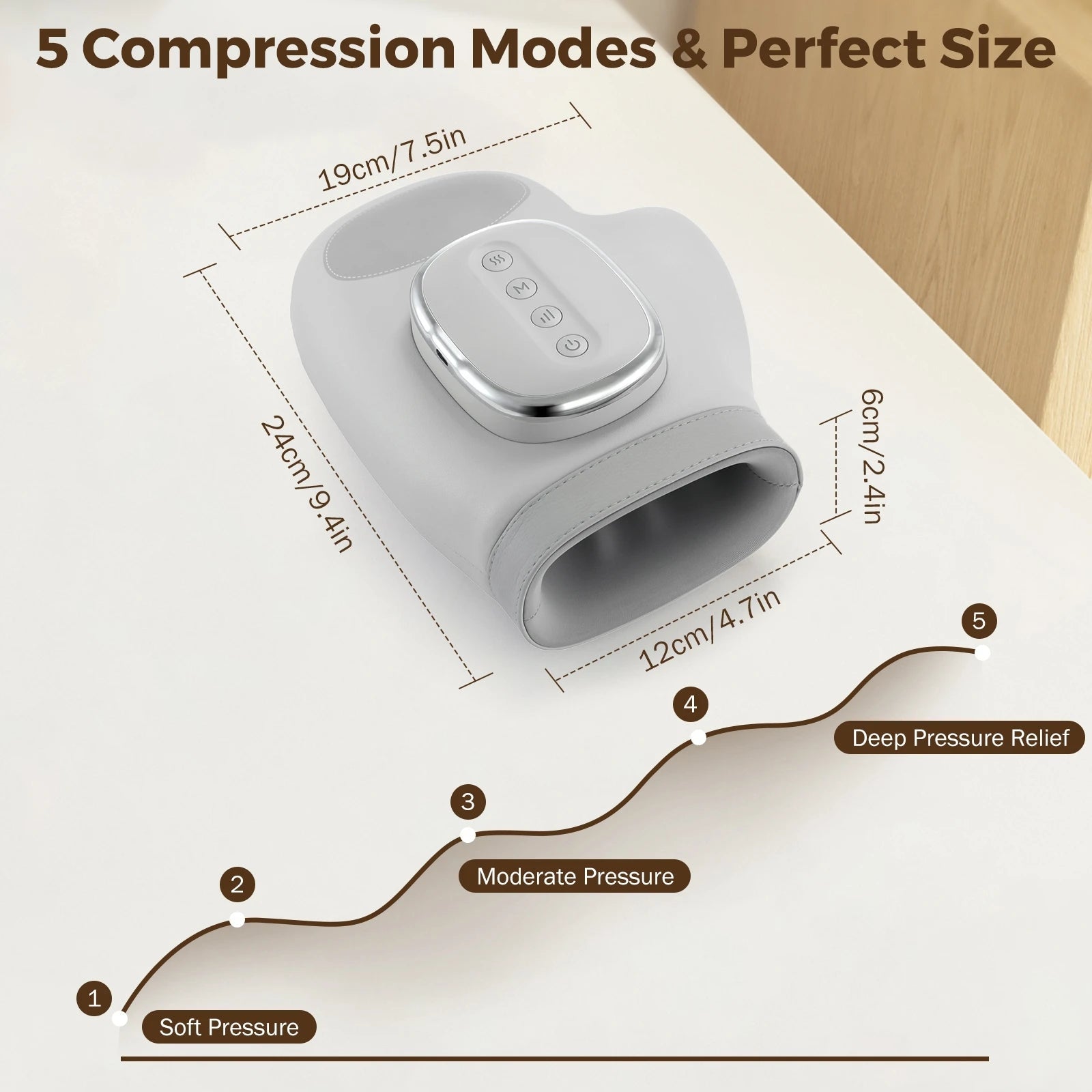 Hand Massager Heat Airbag Compression Carpal Tunnel Wrist Finger Palm Kneading Massage Device Electric Vibration Gloves Relax - Ammpoure