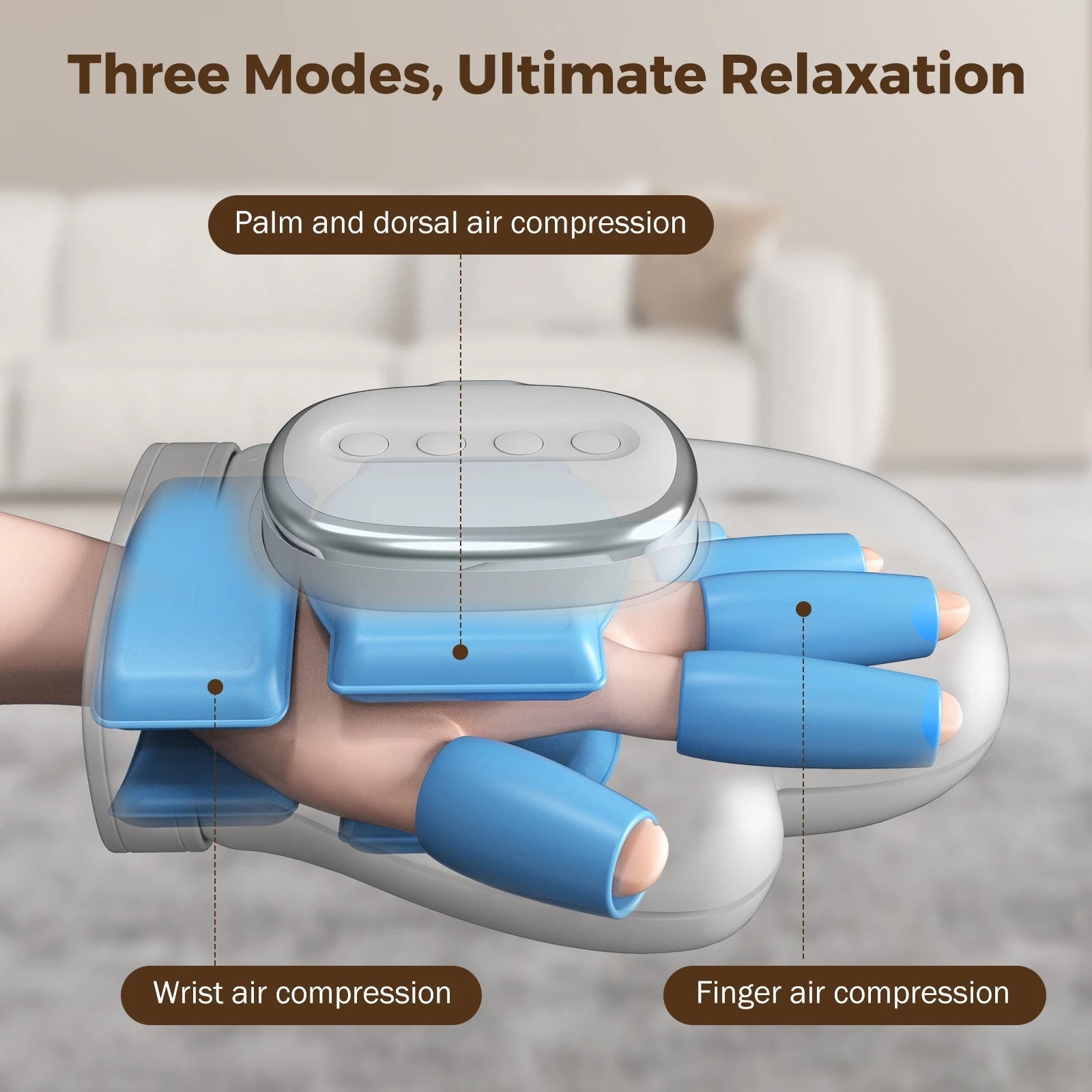 Hand Massager Heat Airbag Compression Carpal Tunnel Wrist Finger Palm Kneading Massage Device Electric Vibration Gloves Relax - Ammpoure