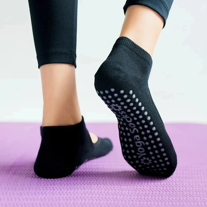 High Quality Women Yoga Socks Anti - Slip Breathable Backless Pilates Socks Ankle Ladies Ballet Dance Sports Socks for Fitness Gym - Ammpoure