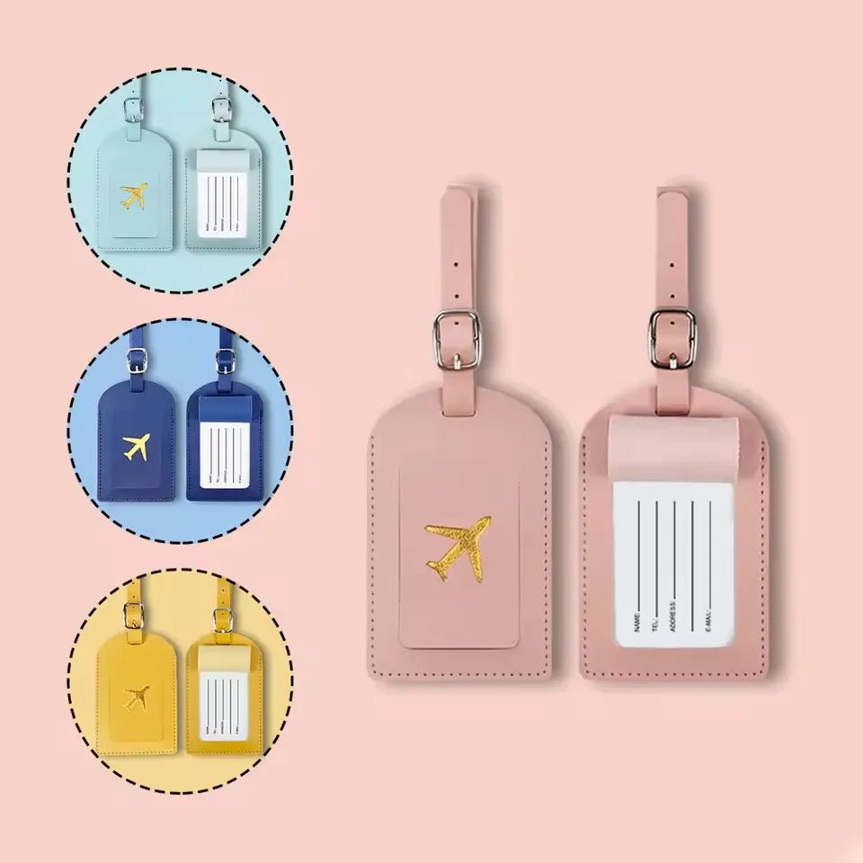 Hot Stamping Airplane Travel Luggage Tag Pu Leather Thickened Handbag Tag Passport Cover - Ammpoure