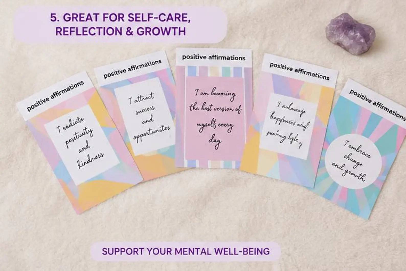 Self Love Affirmation Cards Printable 30 Cards Daily Affirmations PDF Mental Health Positive Affirmations Healing Mindset Digital Download