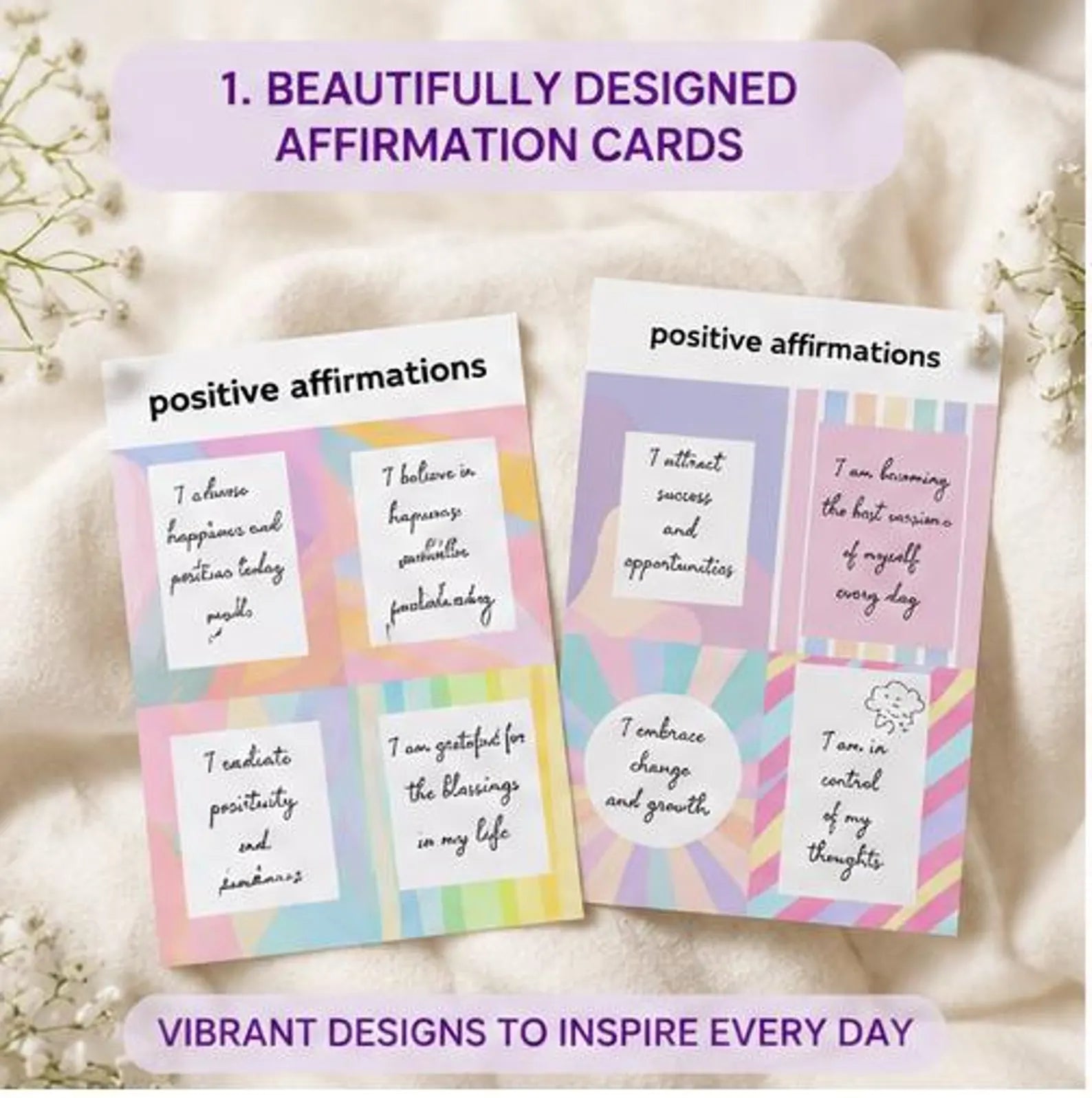 Self Love Affirmation Cards Printable 30 Cards Daily Affirmations PDF Mental Health Positive Affirmations Healing Mindset Digital Download