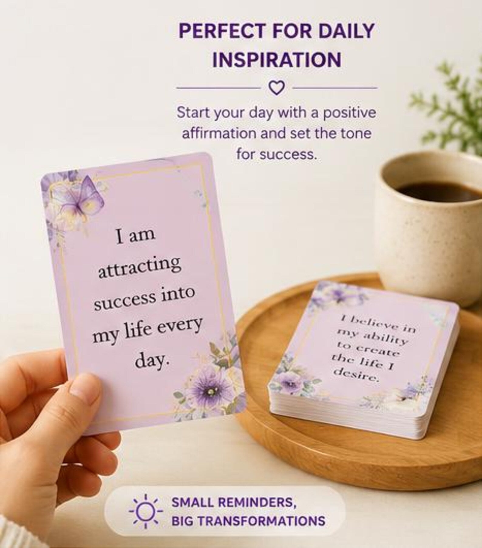 Printable Positive Affirmation Cards, Daily Inspiration Quotes, Mental Health Gift for Women, Journal & Planner Inserts, Digital PDF