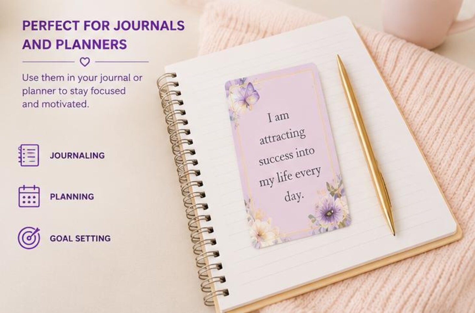Printable Positive Affirmation Cards, Daily Inspiration Quotes, Mental Health Gift for Women, Journal & Planner Inserts, Digital PDF
