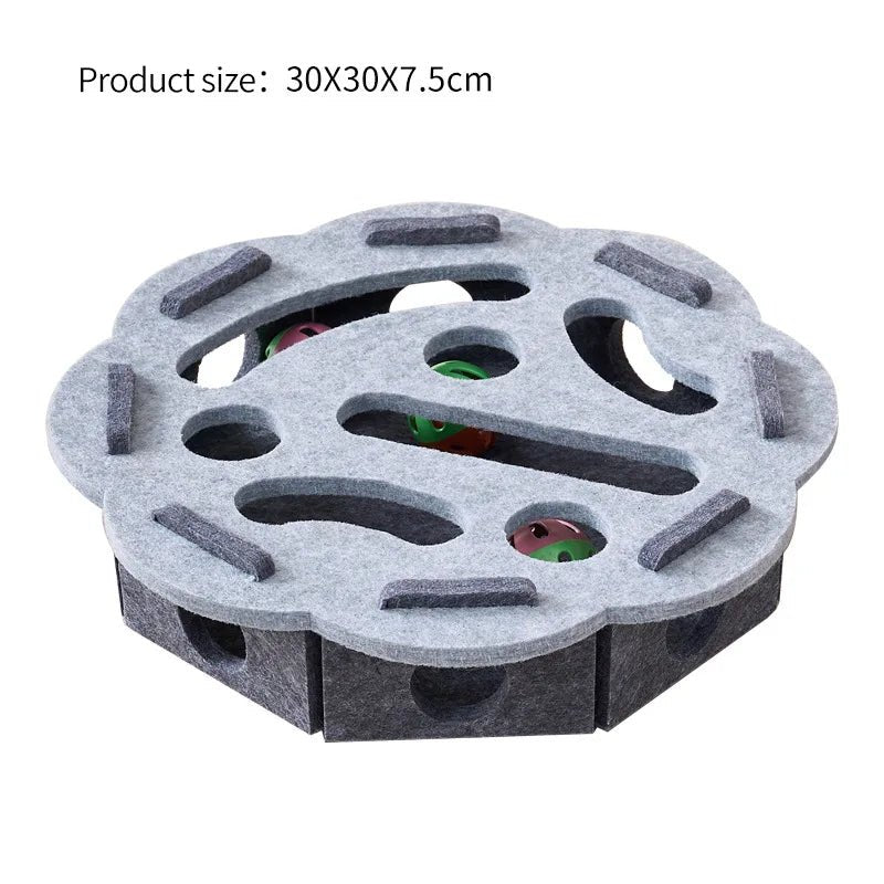 Interactive Cat Puzzle Toy Felt Toy Box with Maze Tunnel Bell Ball Indoor Entertainment Cat Toy - Ammpoure