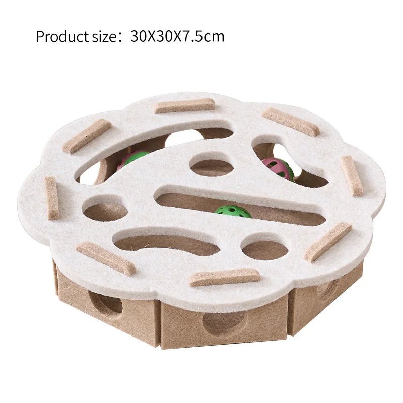 Interactive Cat Puzzle Toy Felt Toy Box with Maze Tunnel Bell Ball Indoor Entertainment Cat Toy - Ammpoure