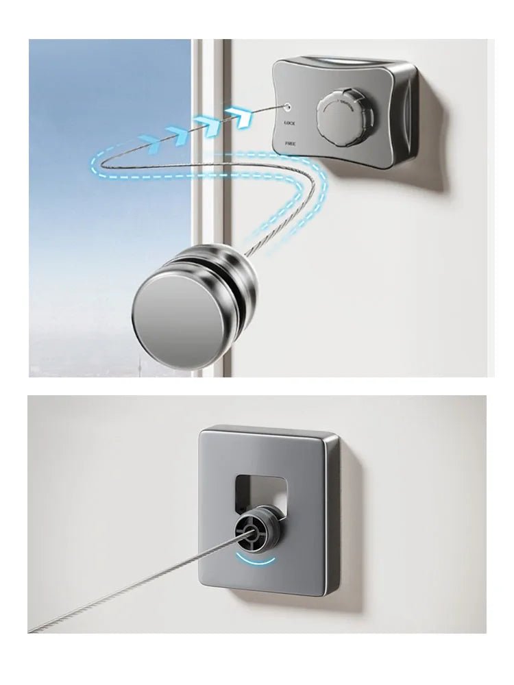 Invisible Clothesline Indoor Without Hole - Punching Shrinkage Wire Clothes Drying Artifact Bathroom Balcony Telescopic Hanging - Ammpoure