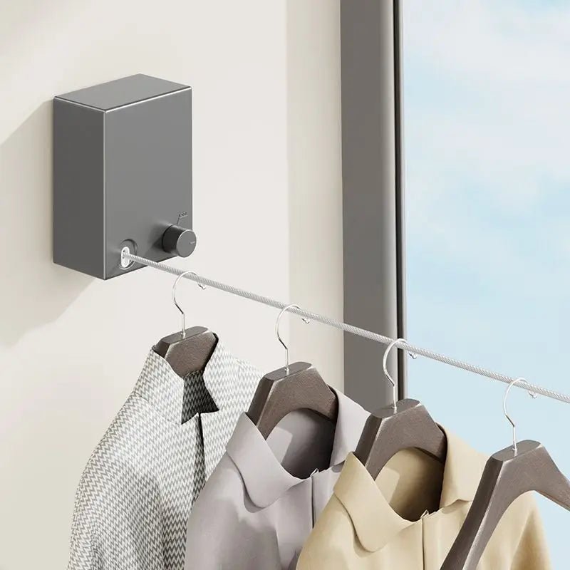Invisible Clothesline Indoor Without Hole - Punching Shrinkage Wire Clothes Drying Artifact Bathroom Balcony Telescopic Hanging - Ammpoure