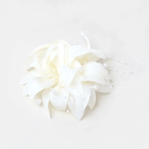 Ivory Flower Fascinator Clip & Pin for Weddings & Proms - Ammpoure