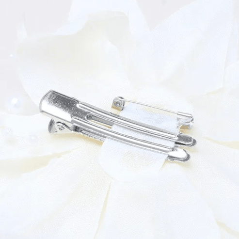 Ivory Flower Fascinator Clip & Pin for Weddings & Proms - Ammpoure