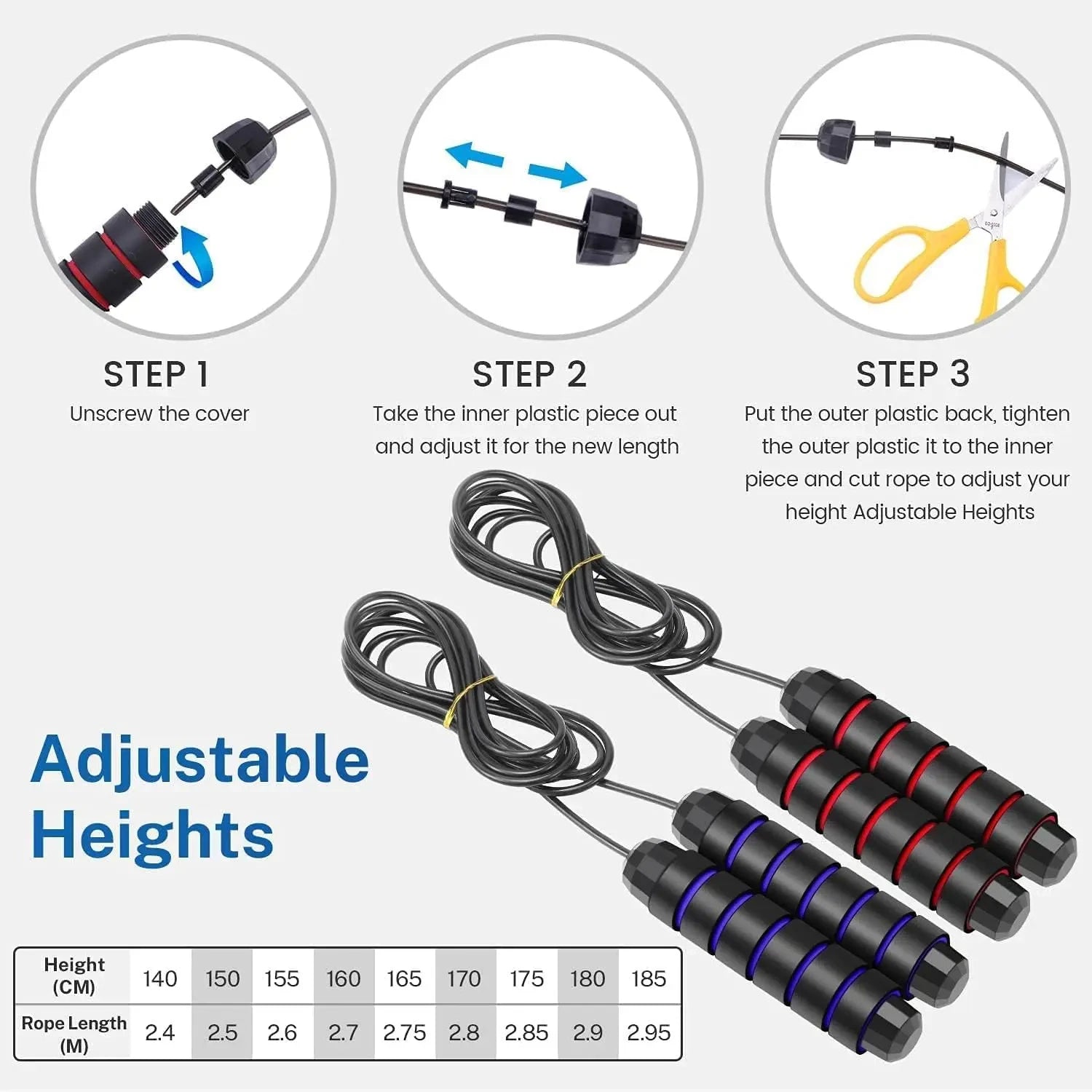 Jump Rope Tangle - Free Rapid Speed Jumping Rope Cable for Women Men and Kids Adjustable Steel Jump Rope - Ammpoure