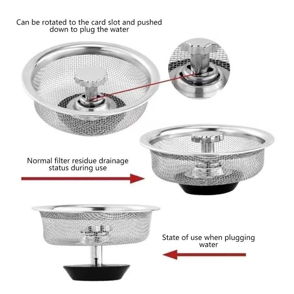 Kitchen Water Sink Filter Sink Mesh Strainer Kitchen Stainless Steel Sink Strainer Bathroom Floor Drain Cover Cleaning Tools - Ammpoure Wellbeing