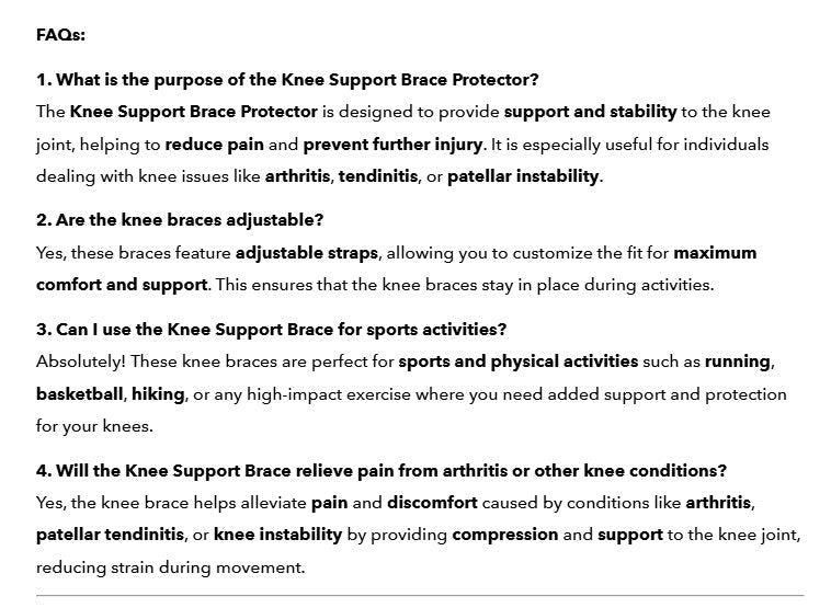 Knee Support Brace Protector UK - Pair (2 Pieces) - Ammpoure
