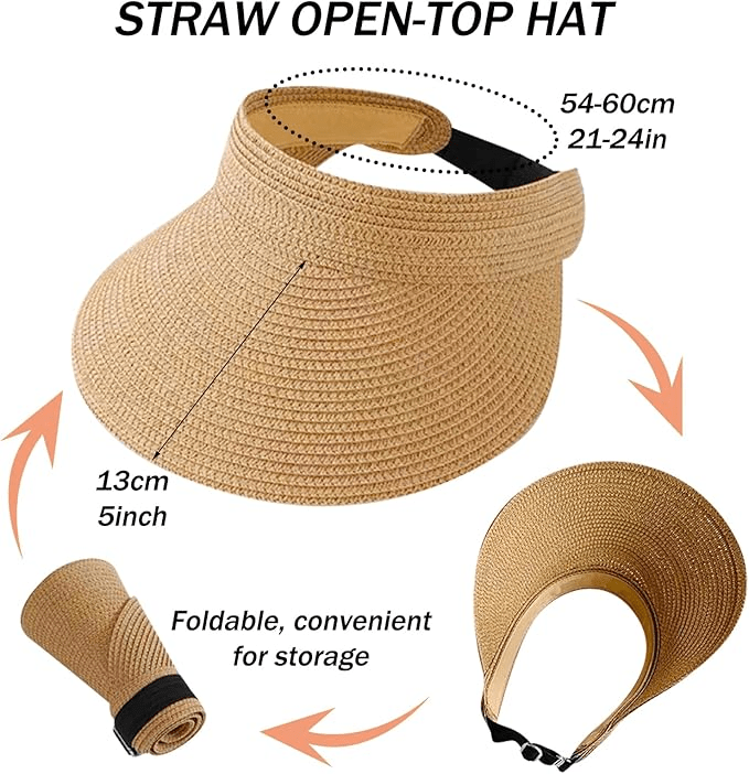 Ladies Sun Visor Hat — Adjustable Sun & Heat Protection Cap, Beige UK - Ammpoure