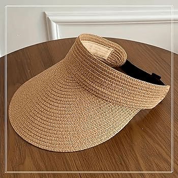 Ladies Sun Visor Hat — Adjustable Sun & Heat Protection Cap, Beige UK - Ammpoure