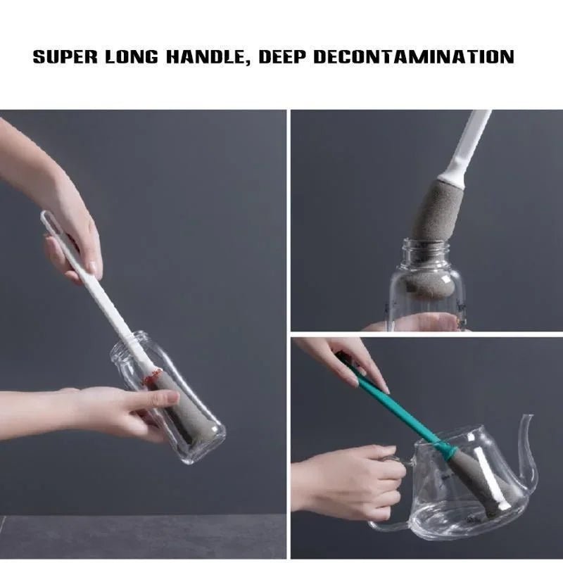 Long Handle Sponge Brush Kitchen Cleaning Supplies Bottle Cleaning Brush Cups Beers Jugs Cleaned Kitchen Tool - Ammpoure