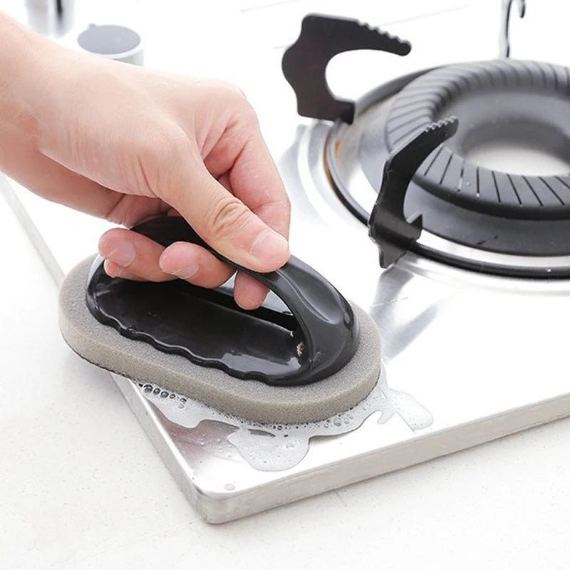 Magic Emery Sponge Brush Wipe Eraser Cleaner Kitchen Bath Rust Strong Decontamination Cleaning Tools With Handle Household Tools - Ammpoure