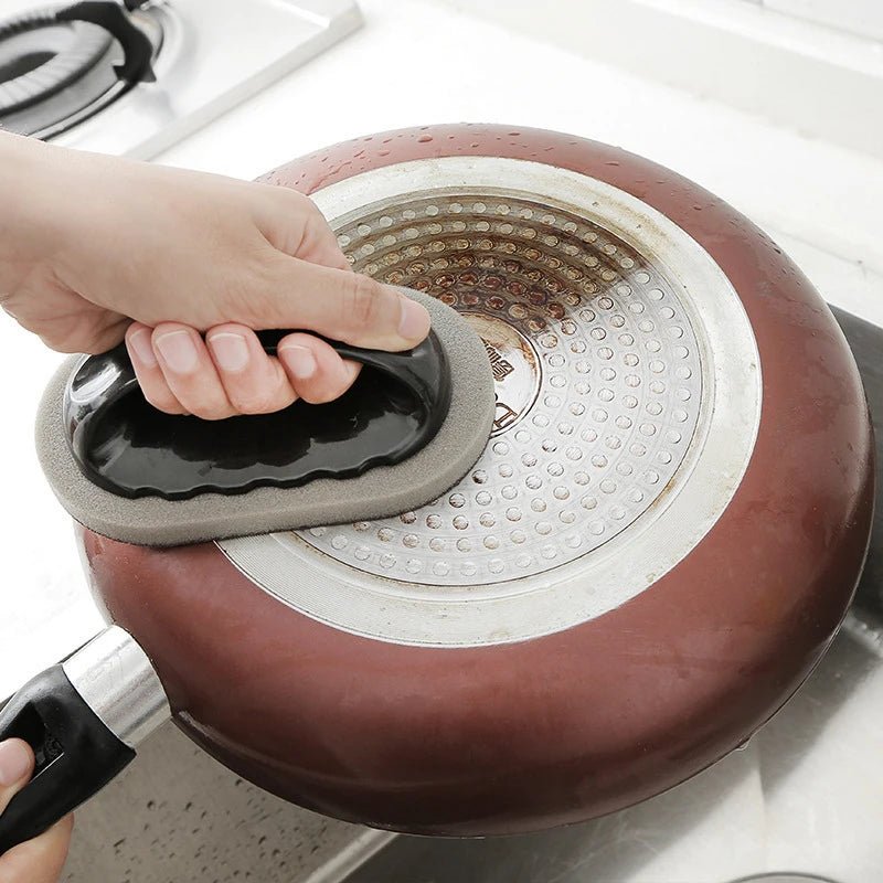Magic Emery Sponge Brush Wipe Eraser Cleaner Kitchen Bath Rust Strong Decontamination Cleaning Tools With Handle Household Tools - Ammpoure