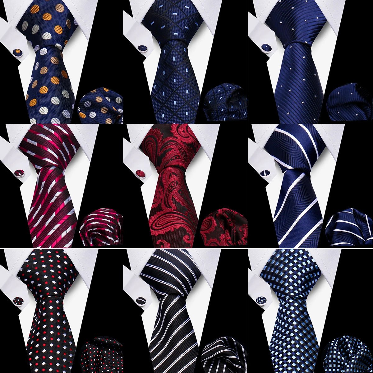 Men's Plaid Necktie Set Canada — Tie, Cufflinks & Handkerchief for Suit & Wedding - Ammpoure