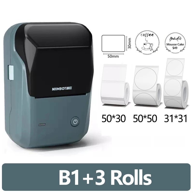 Mini Label Thermal Printer Niimbot B1 Portable Self - Adhesive Printer For Stickers Round Labels Rolls UV Tag Bluetooth Printer - Ammpoure Wellbeing