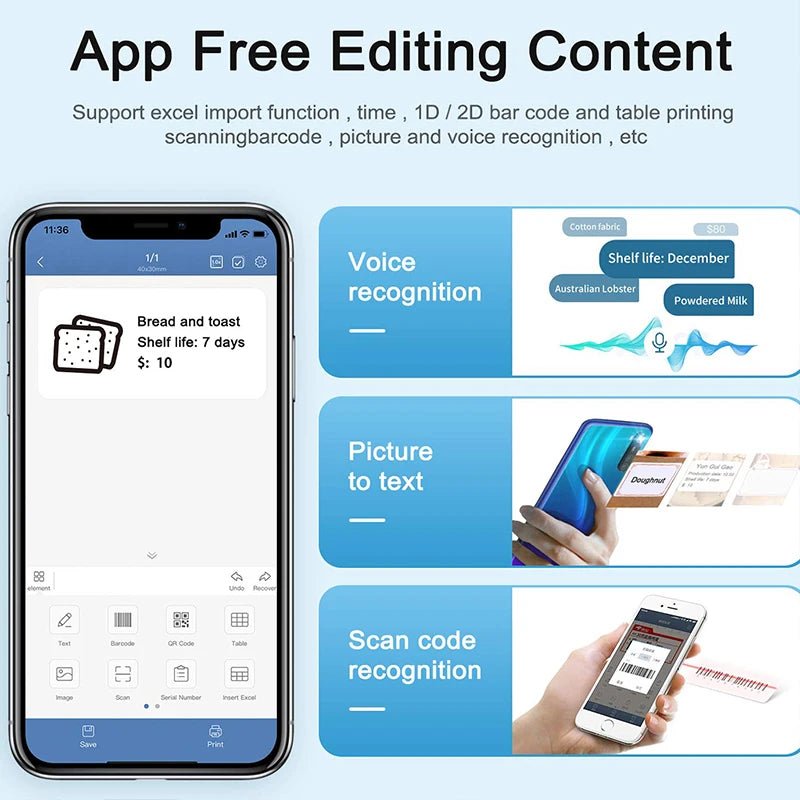 Mini Label Thermal Printer Niimbot B1 Portable Self - Adhesive Printer For Stickers Round Labels Rolls UV Tag Bluetooth Printer - Ammpoure Wellbeing