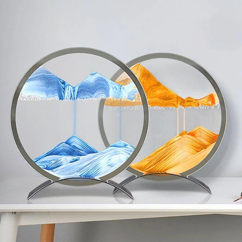 Moving Sand Art Picture Round Glass Quicksand 3D Deep Sea Sandscape In Motion Display Flowing Sand Home Decor 2024 Newest Gifts - Ammpoure Wellbeing