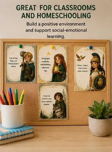 Mythic Legends Kids Affirmation Cards, European Folklore, Brave Knight, Fairy Tale Deck (PDF) - Ammpoure