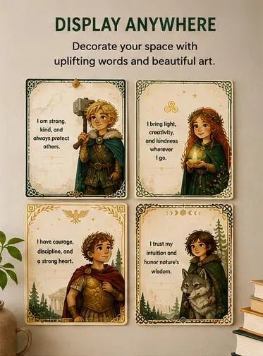 Mythic Legends Kids Affirmation Cards, European Folklore, Brave Knight, Fairy Tale Deck (PDF) - Ammpoure