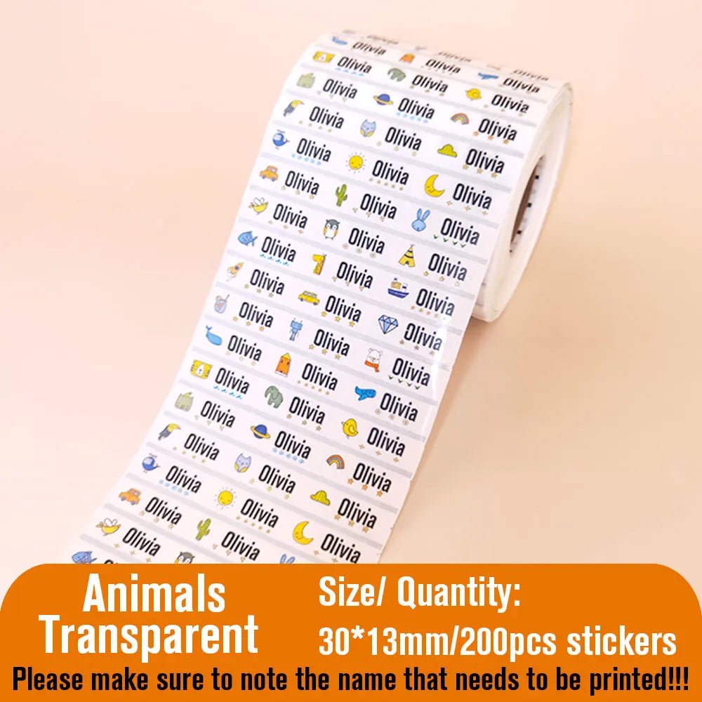 Name Tag Sticker Custom Waterproof Kawaii Stickers Decals Personalized First Name Label for Children School Stationery Bottle - Ammpoure Wellbeing