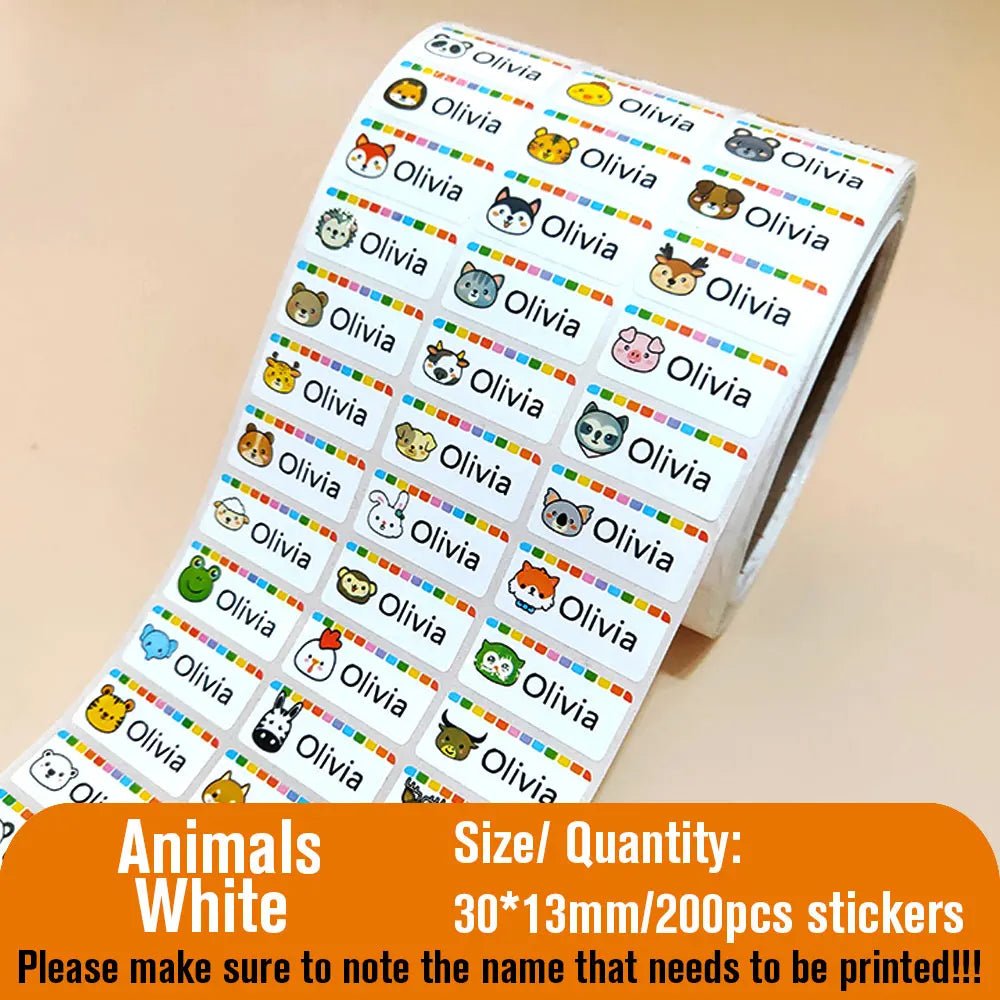 Name Tag Sticker Custom Waterproof Kawaii Stickers Decals Personalized First Name Label for Children School Stationery Bottle - Ammpoure Wellbeing