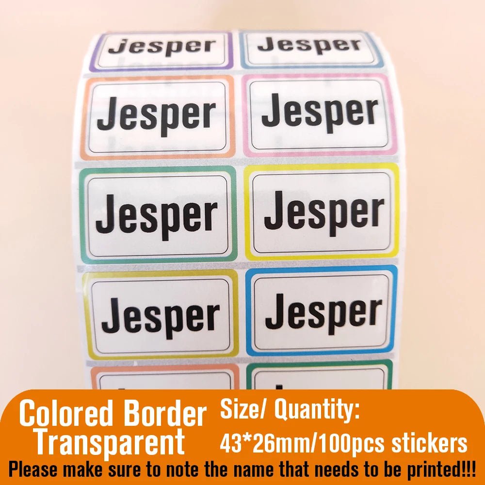 Name Tag Sticker Custom Waterproof Kawaii Stickers Decals Personalized First Name Label for Children School Stationery Bottle - Ammpoure Wellbeing