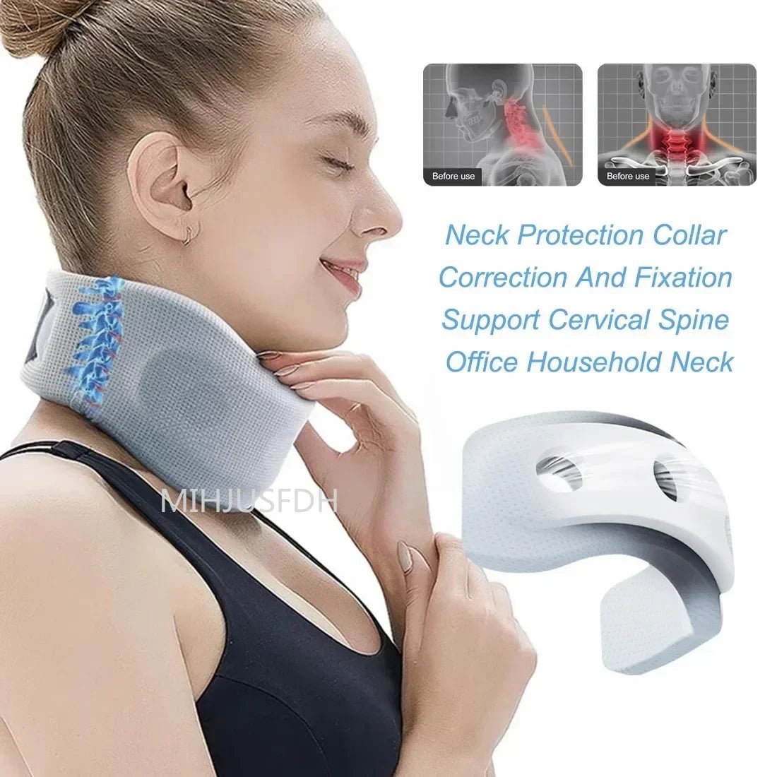 Neck Support Cervical Pillow Adjustable Soft Sponge Durable Foam for Relieve Cervical Pain Airplane Travel Nap Health - Ammpoure