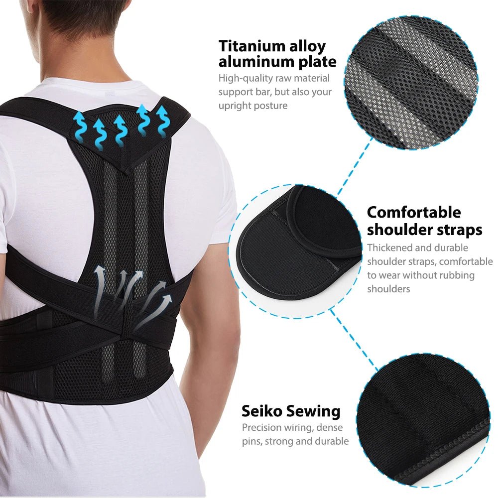New Upper Back Posture Corrector Posture Clavicle Support Corrector Back Straight Shoulders Brace Strap Correctpor - Ammpoure